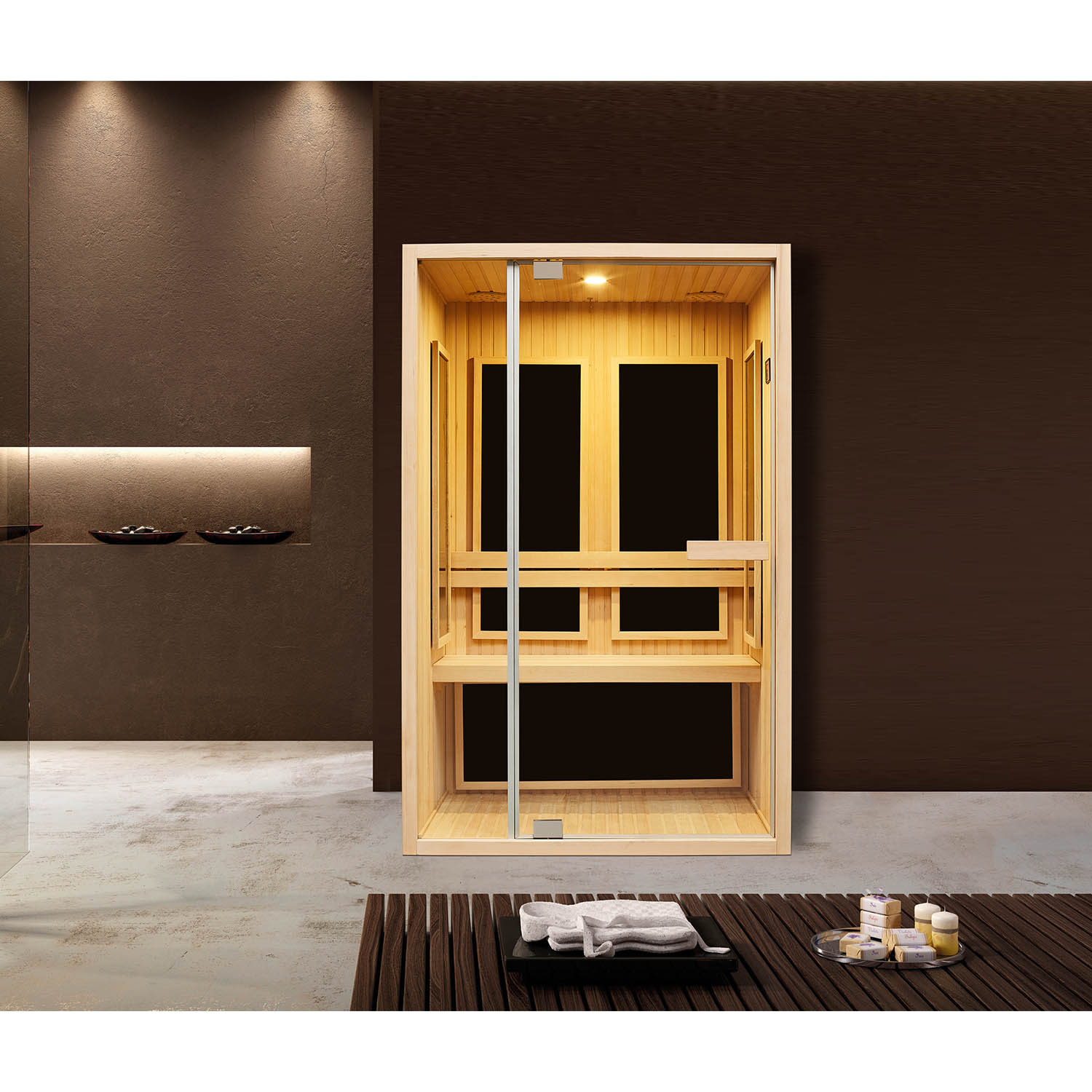 Инфракрасная сауна Mexda WS-1807 красный кедр 1500*1000*1900 (рис.2)