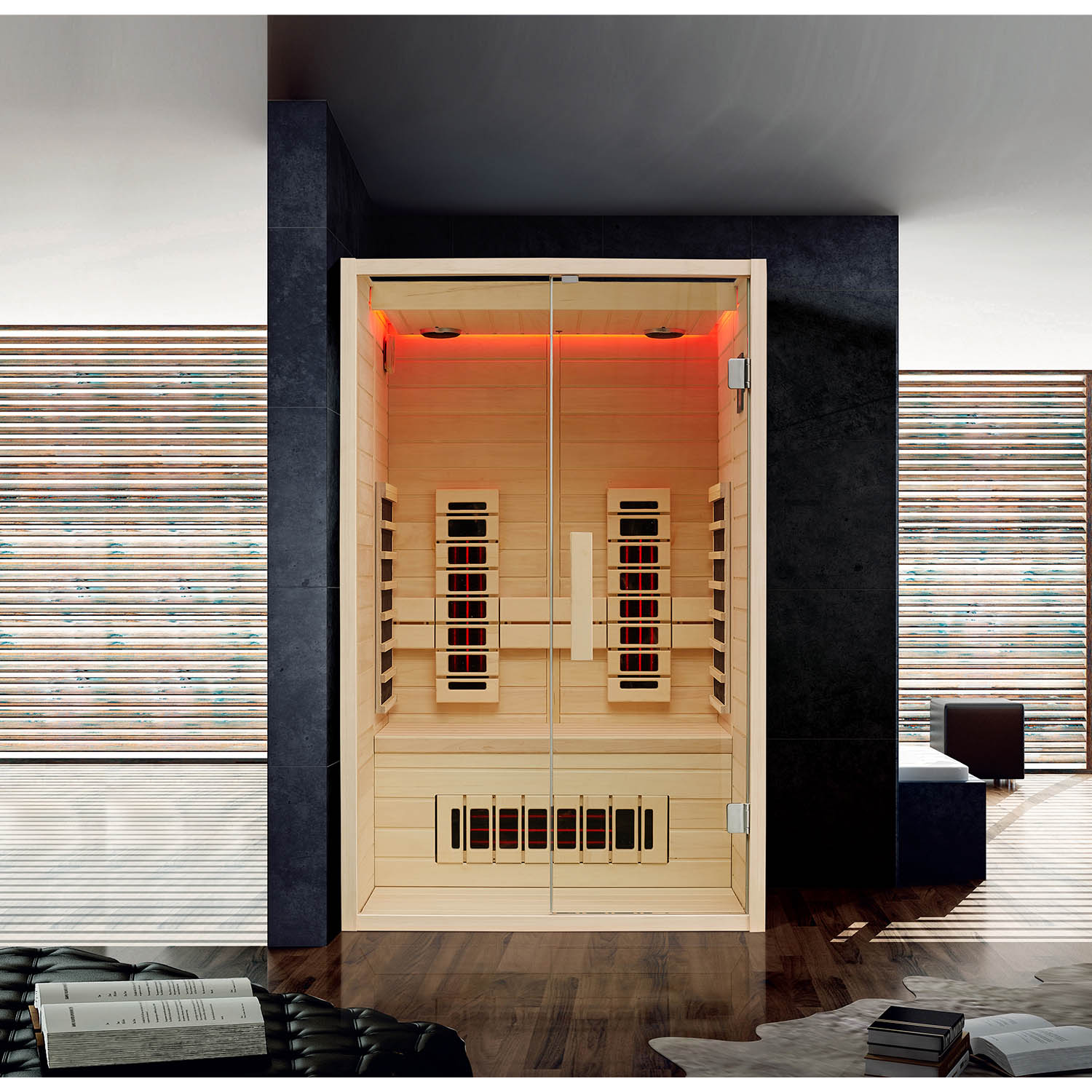 Инфракрасная сауна Mexda WS-1808 красный кедр 1500*1050*1900 (рис.2)