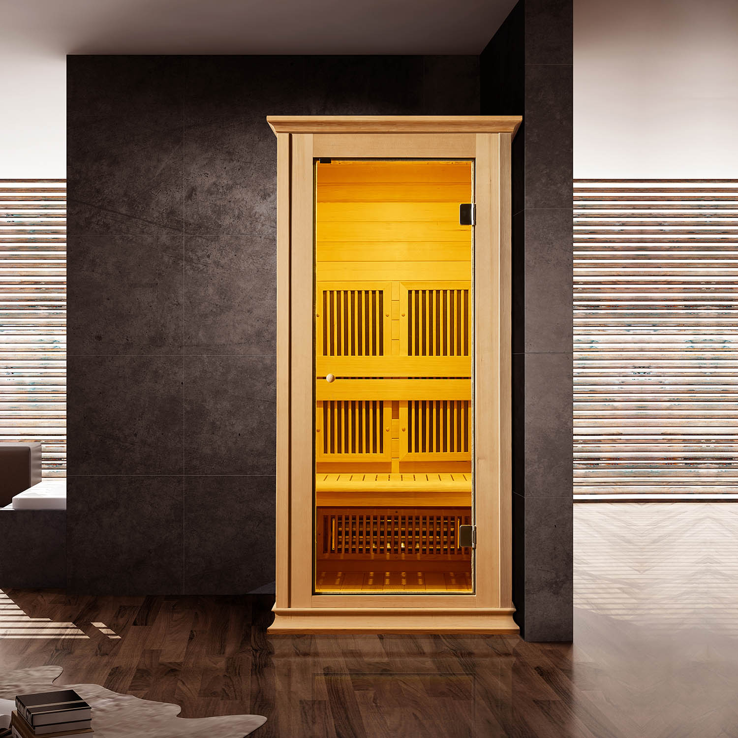 Инфракрасная сауна Mexda WS-1701SR красный кедр 1000*1000*2000 (рис.2)