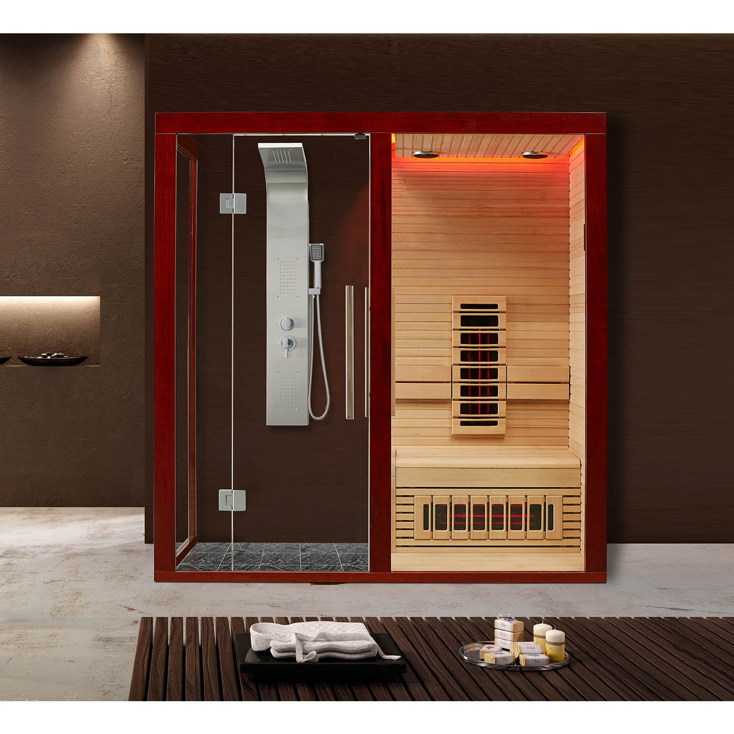 Инфракрасная сауна Mexda WS-1810 красный кедр 2000*1000*2100 (рис.2)