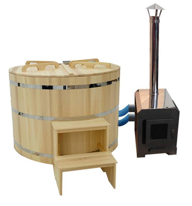 Круглая японская баня «Фурако» с внешней дровяной печью на 6 человек,1200x2000 мм